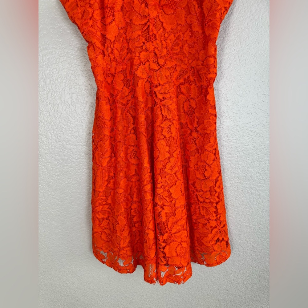 Sandro Paris Riviera Lace Dress in Tangerine Orange size 2 Medium $455 - Picture 8 of 15